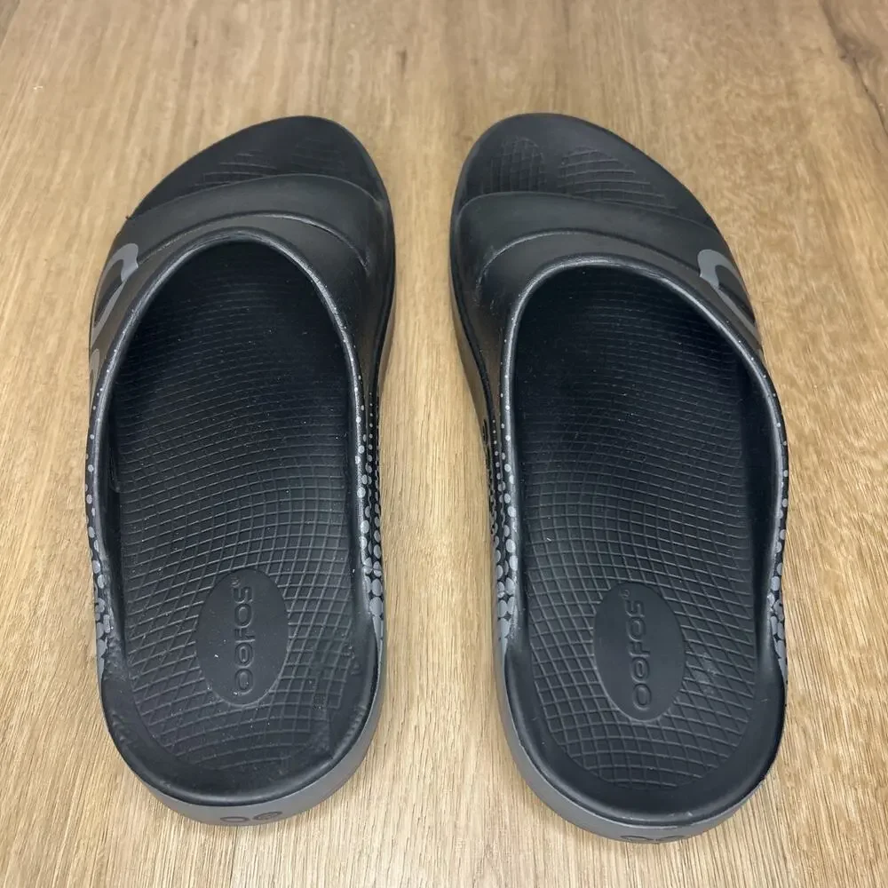 OOFOS OOAHH Slide Recovery Sandals Size M11 W13 Black EU44 Running Comfort Race
